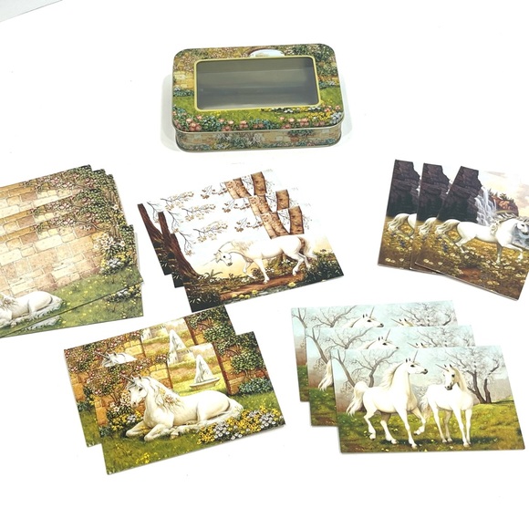 2004 Amy Brown Unicorn Fairies Dragon Stationary Card Envelope Set in Tin combo - Picture 4 of 16
